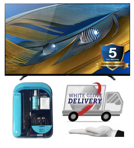 Sony XR77A80J 4K Smart OLED TV with HDR (2021) TV Bundle with White Glove Delivery & 5 year extended warranty & Seiki accessory Kit